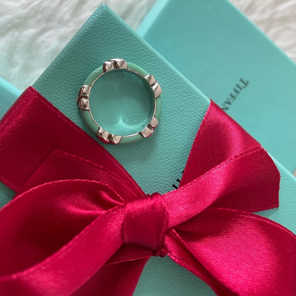 Tiffany and Co. Signature X Ring Blue Enamel Size 7 - Picture 4 of 10